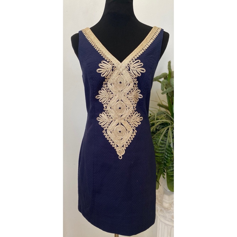 NWT Lilly Pulitzer Women's Embroidered True Navy Junie Shift Dress Size 4, $198‎